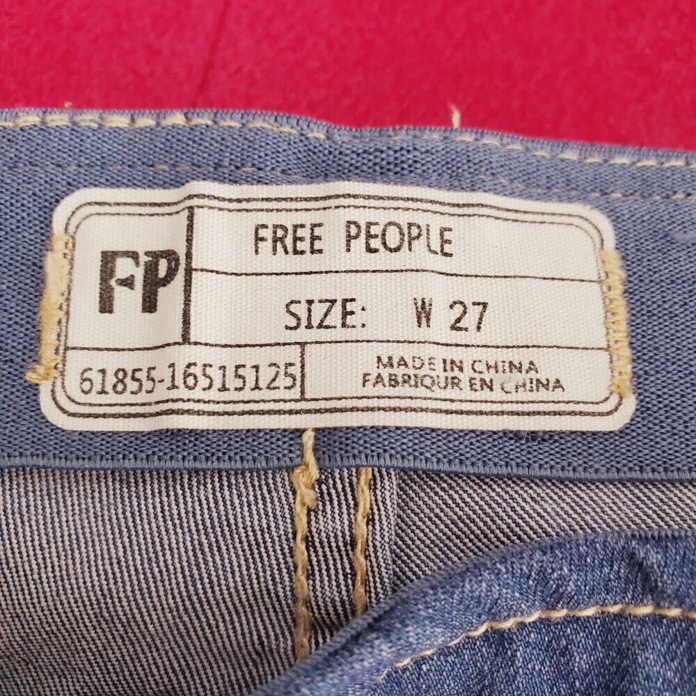 Free People Womens Flare Jeans W27 Blue Denim Bell Bottom 61855-16515125 Boho - Picture 7 of 11